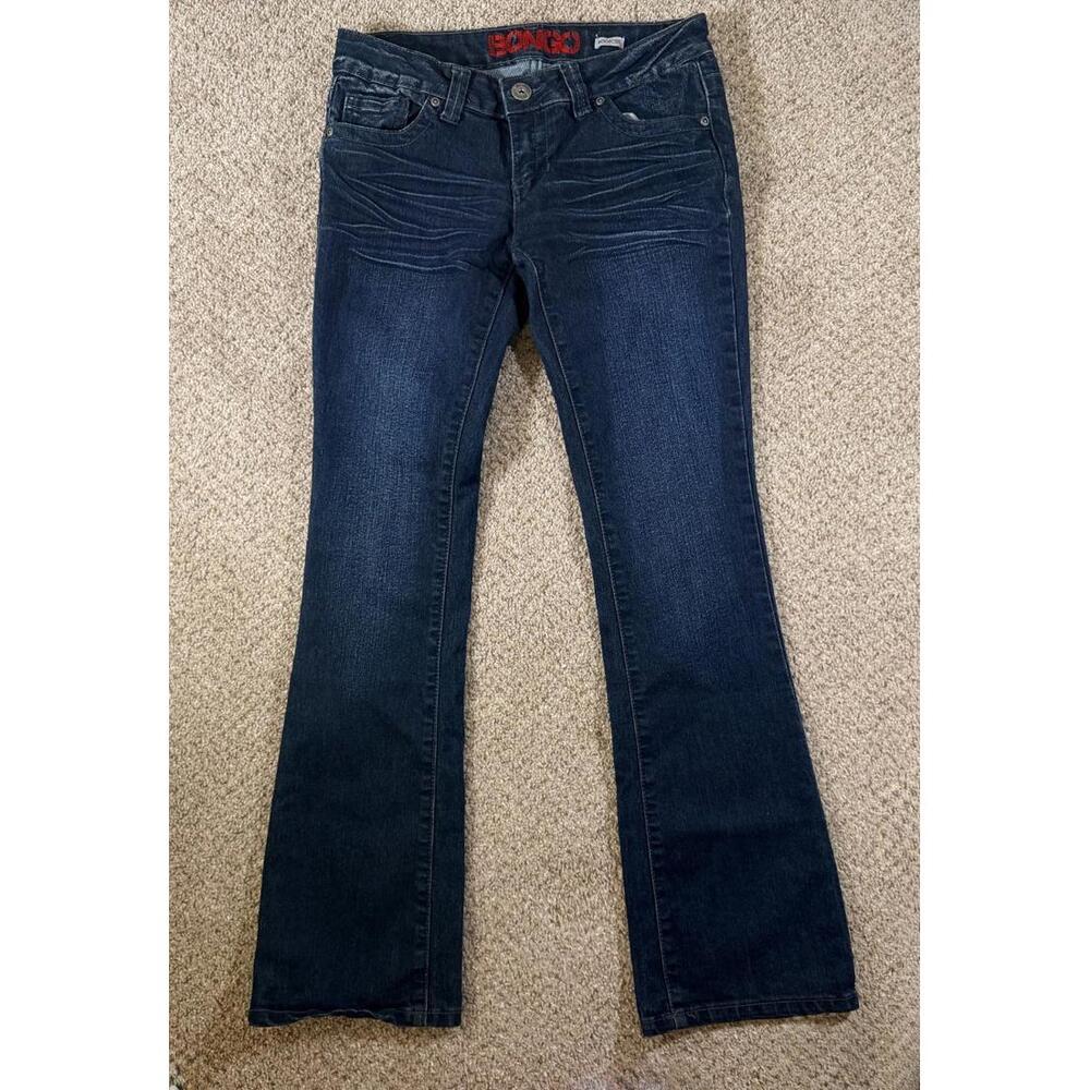 Bongo Bootcut  Dark Wash  Denim Low Rise Whiskered Women Jeans Size 7